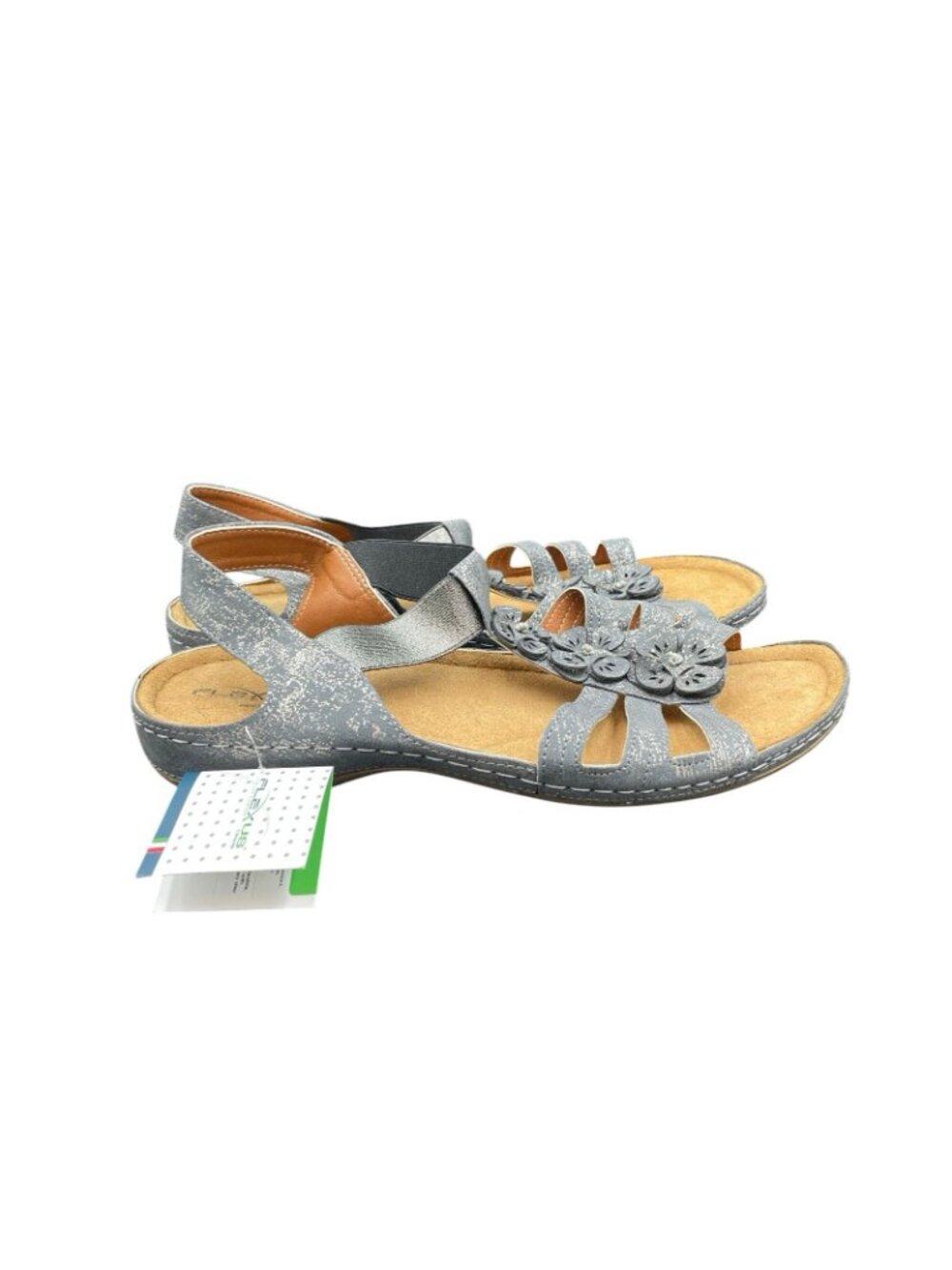 Flexus by Spring Step Sandals Women's 41 US 11 Blue Metallic Floral Comfort NWT - Picture 5 of 8